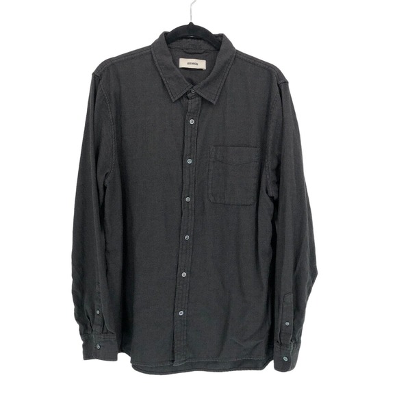 Buck Mason Other - Buck Mason Button Up Twill Shirt Mens Large Black Cotton Long Sleeve One Pocket
